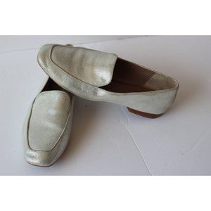 Donald Pliner Halia Silver Leather Loafers Sz 8 Comfort Shoes Designer